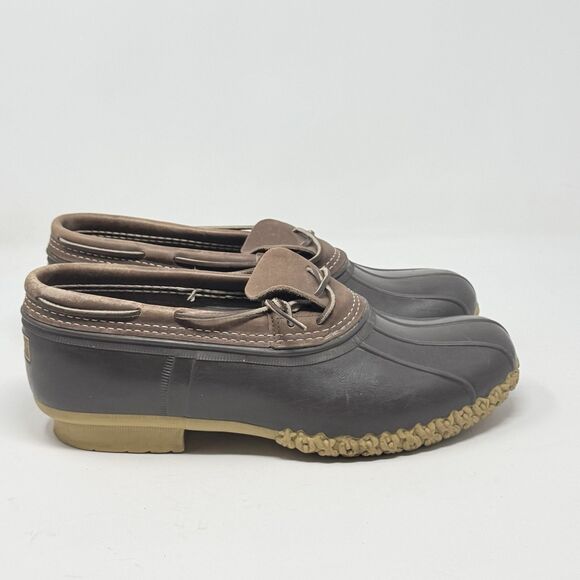 L.L. Bean Duck Boots Low Shoes Mens 13 Wide Brown Leather Rubber Moc Waterproof main image 6